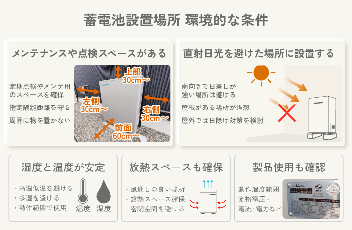 蓄電池の設置場所に必要な環境条件