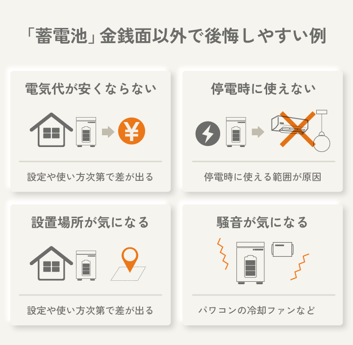 「蓄電池」金銭面以外で後悔しやすい例