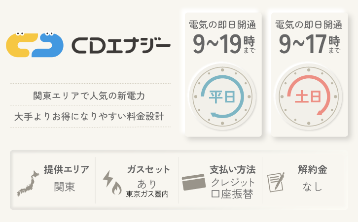 即日開通の電力会社「CDエナジー」