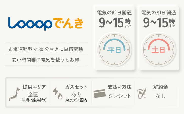 即日開通の電力会社「looopでんき」