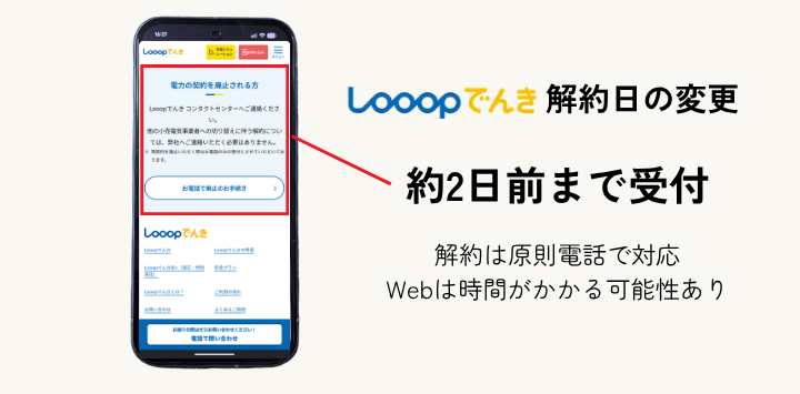 Looopでんきは約2日前まで