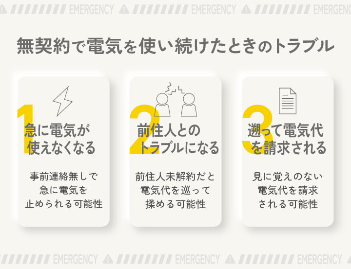 無契約で電気を使い続けたときのトラブル