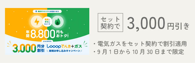 Looopでんき+ガス新規お申込みキャンペーン