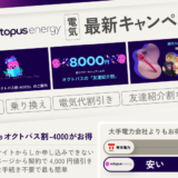 オクトパスエナジーのキャンペーン！8,000円割引や特設サイト割を解説