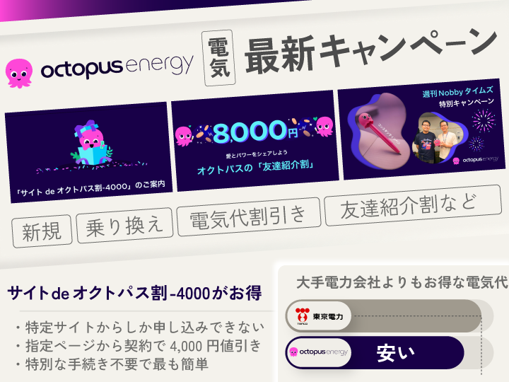 オクトパスエナジー 最新キャンペーン