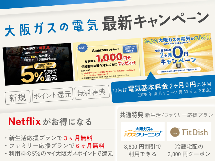 大阪ガスの電気 最新キャンペーン