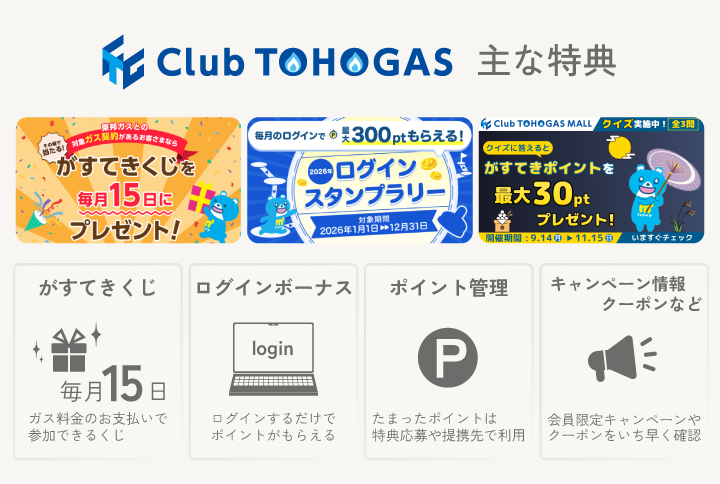 CLUB TOHO GAS主な特典